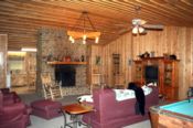 Stone wood burning fireplace